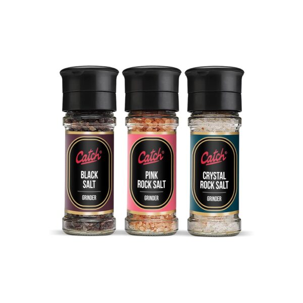 Catch Grinder Pink Rock Salt 100 GMS + Grinder Black Salt 100 GMS+ Grinder Crystal Rock Salt 100 GMS