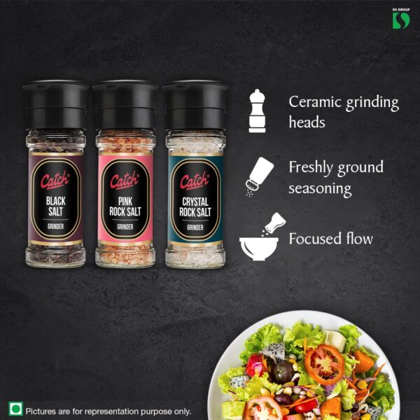 Catch Grinder Pink Rock Salt 100 GMS + Grinder Black Salt 100 GMS+ Grinder Crystal Rock Salt 100 GMS - Image 5